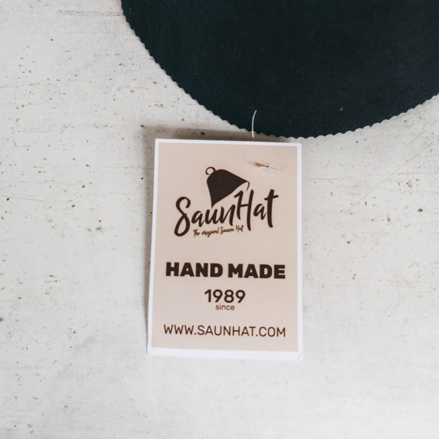 Saunahut mit gesticktem FuchskopfEtikett von dem Saunahut
