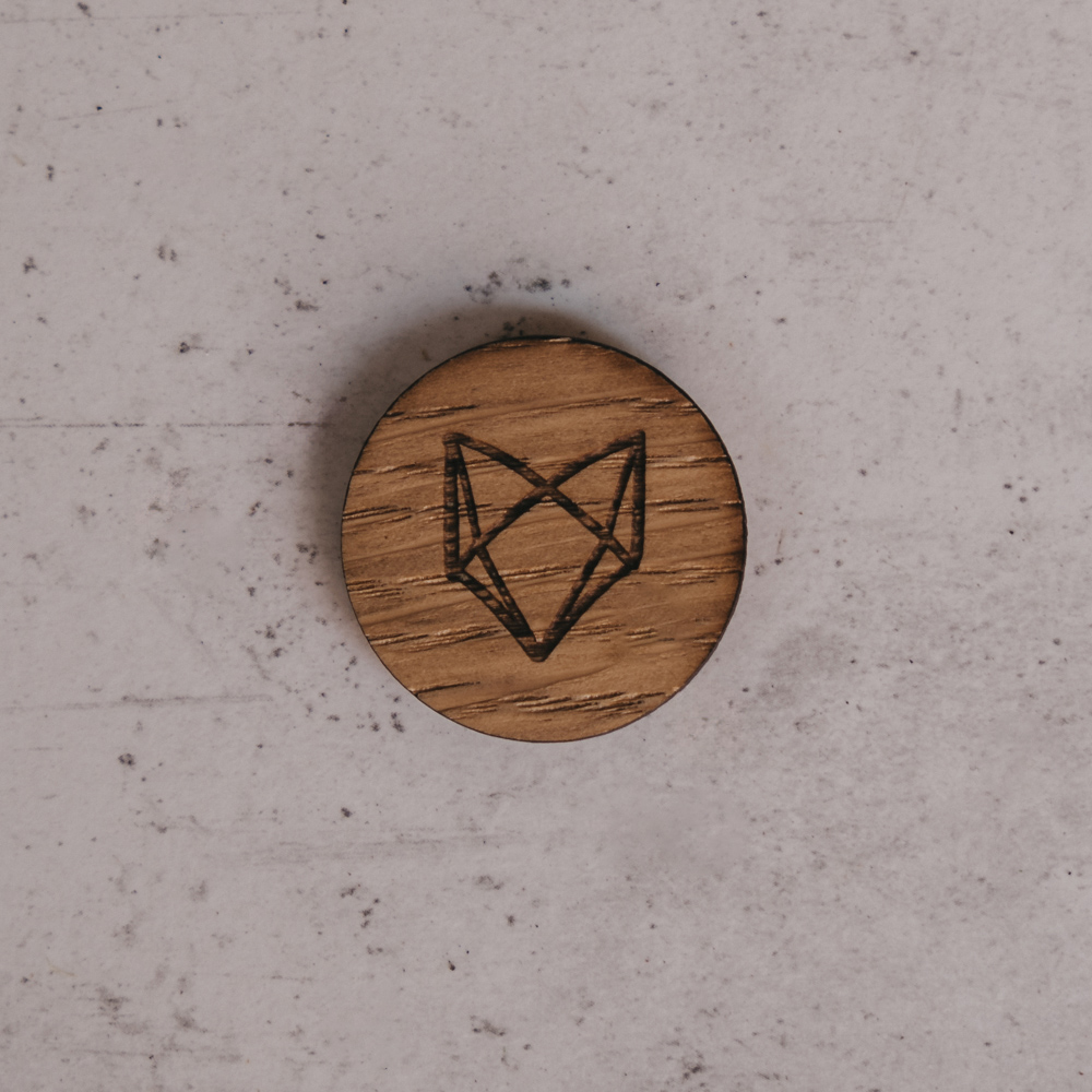 Kleiner Holz-Magnete mit Fuchskopf